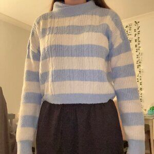 Francesca's Mi Ami Block Striped Turtleneck Sweater